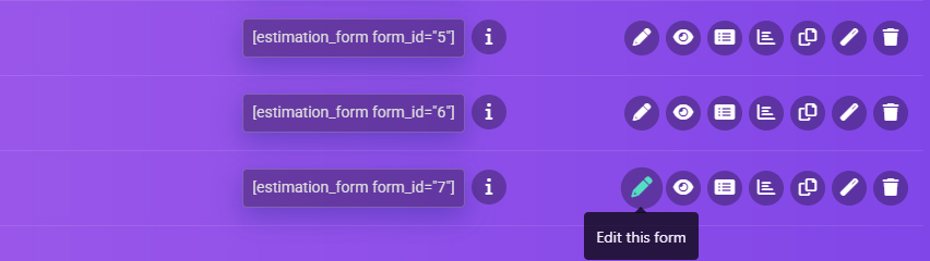 Aktionsschaltflächen der Formularliste