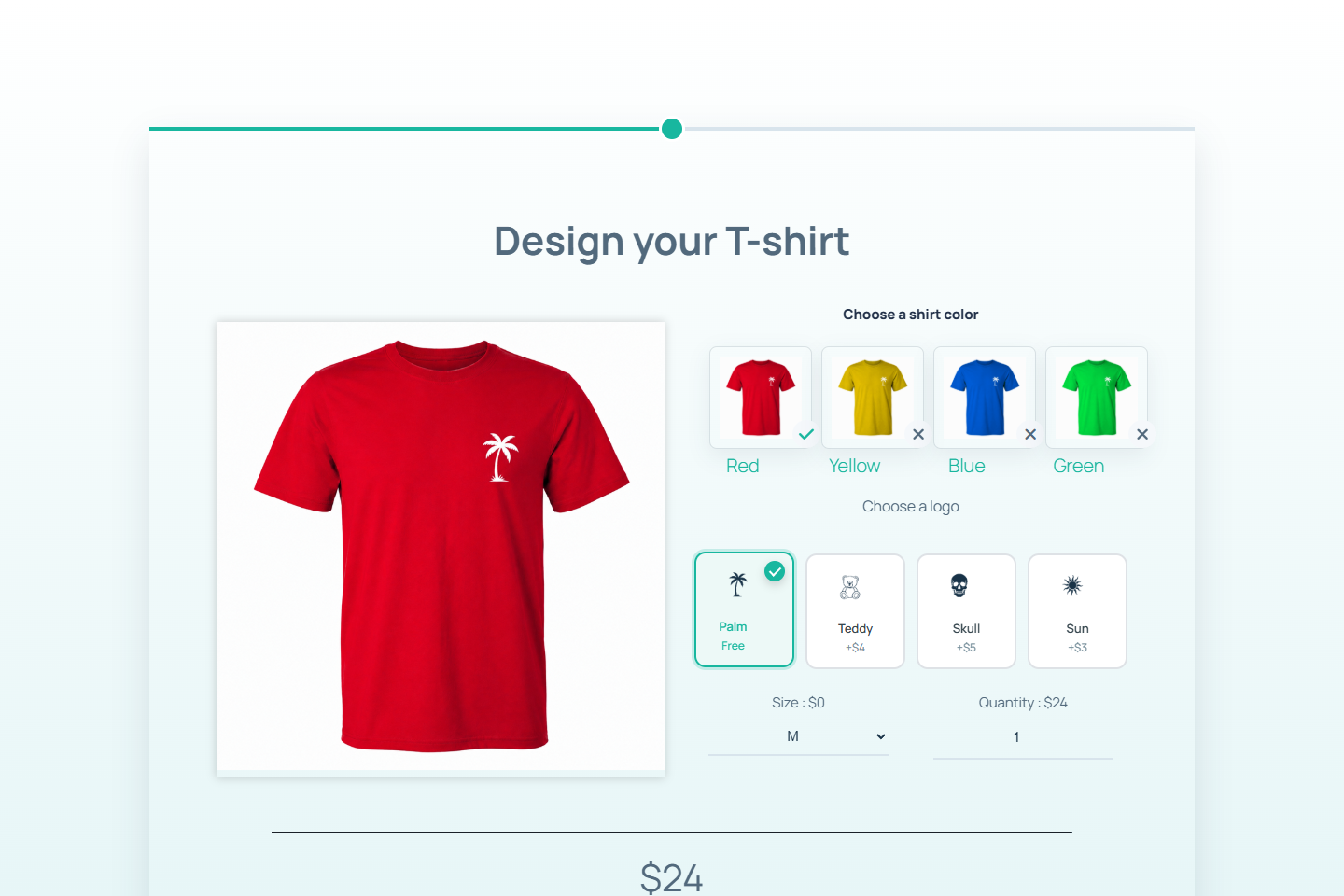 T-shirt WooCommerce price calculator with dynamic image and options